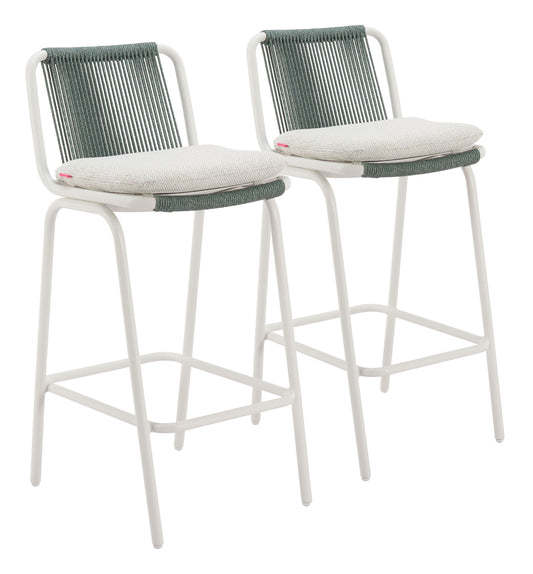 Luft - Outdoor Barstool (Set of 2) - White / Green
