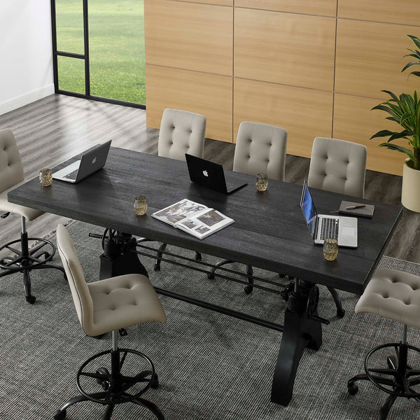 Genuine 96" Crank Adjustable Height Dining and Conference Table - Black Black