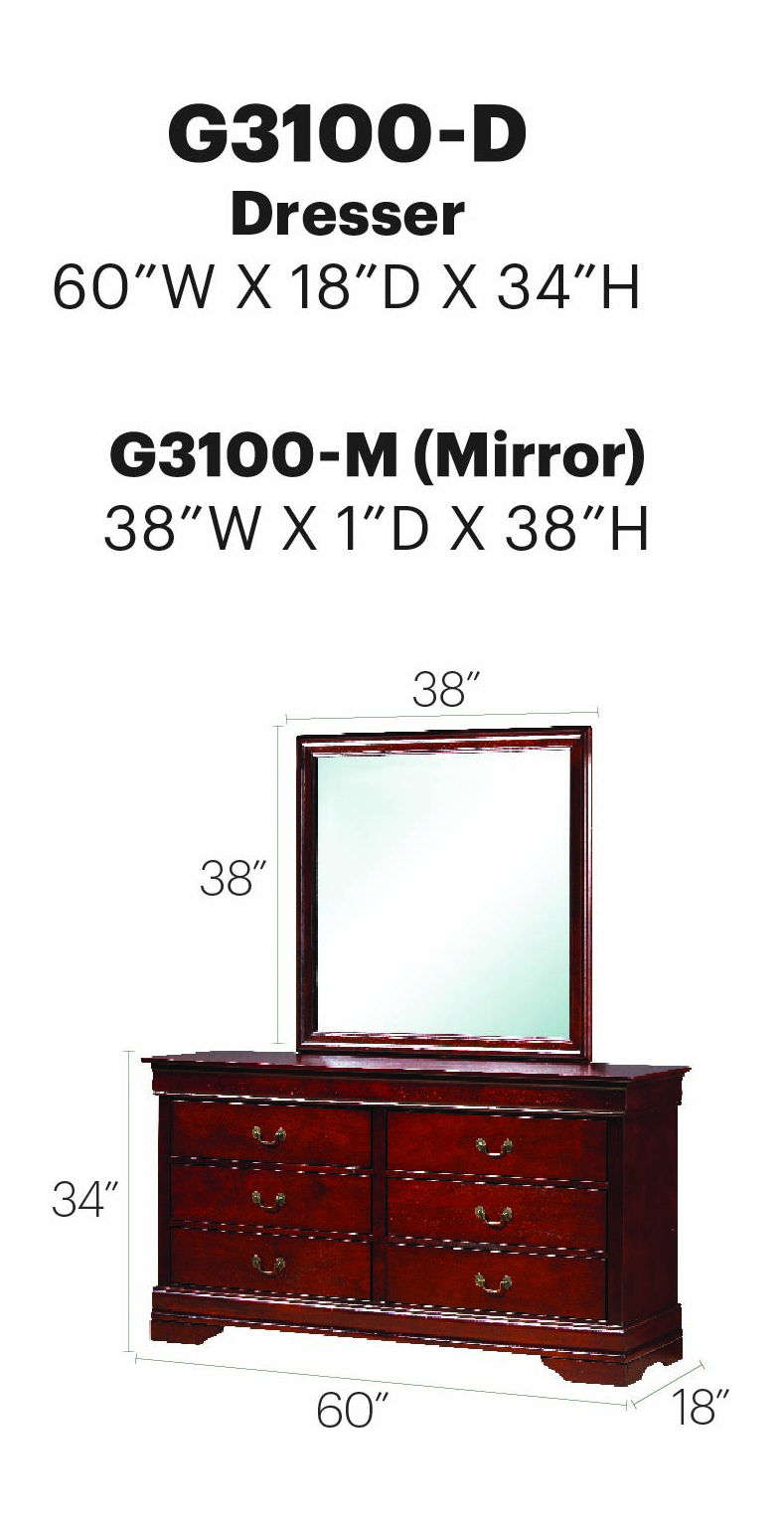Glory Furniture - Louis Phillipe - Dresser & Mirror