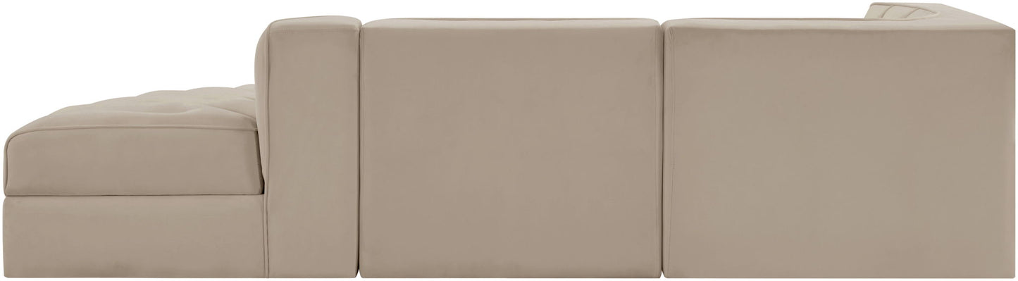 Rummi - Velvet Performance Fabric Upholstered 3 Piece Modular Sectional