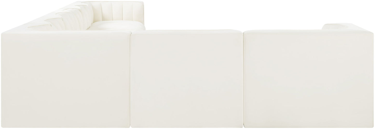 Rummi - Velvet Performance Fabric Upholstered 8 Piece Modular Sectional (With 3 Corner Chairs)