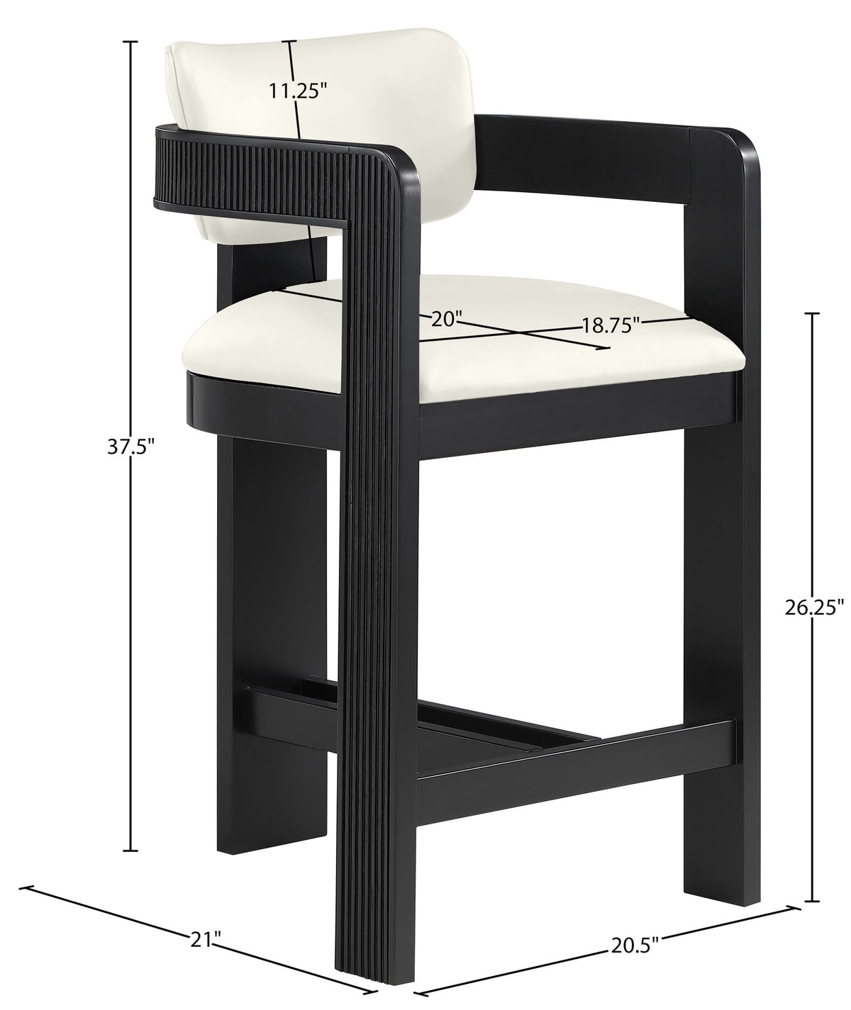 Sacha - Vegan Leather Upholstered Counter Stool With Black Base