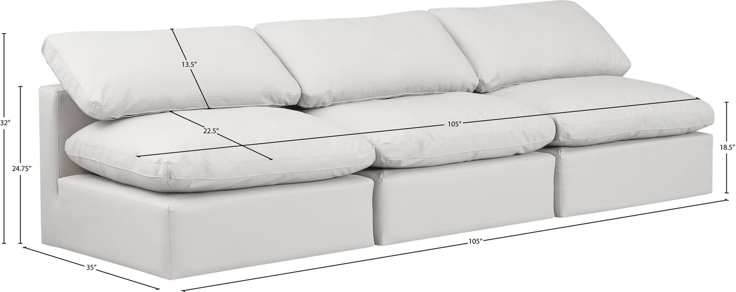 Indulge - Faux Leather 3 Seat Modular Armless Sofa