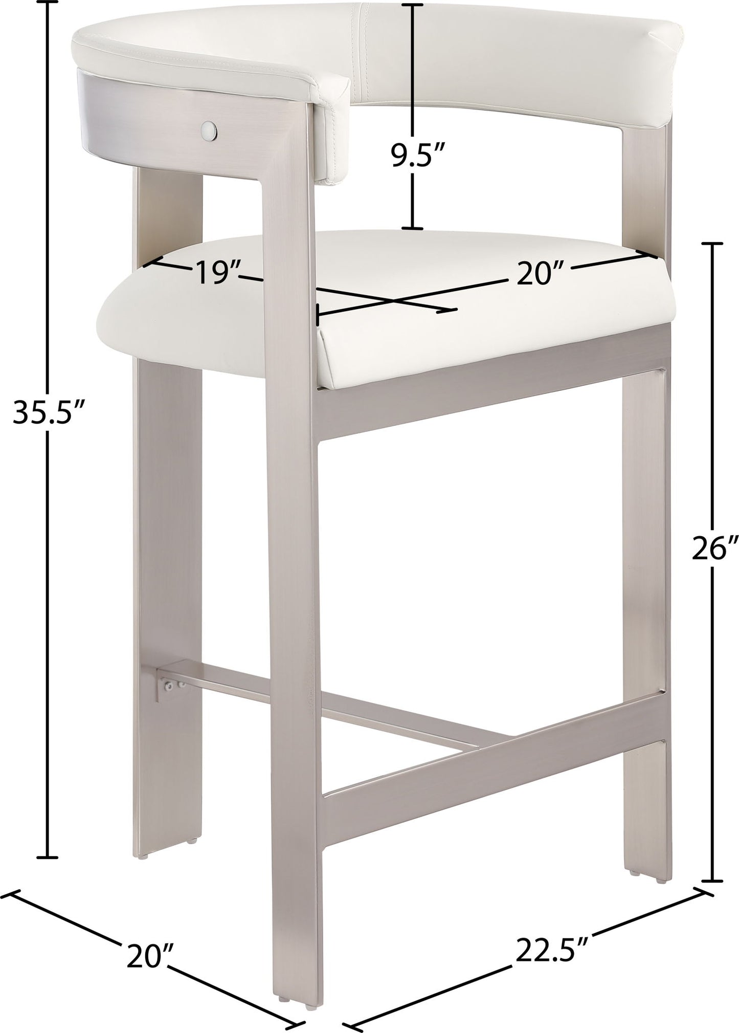 Romeo - Faux Leather Counter Stool With Silver Base (Set of 2)