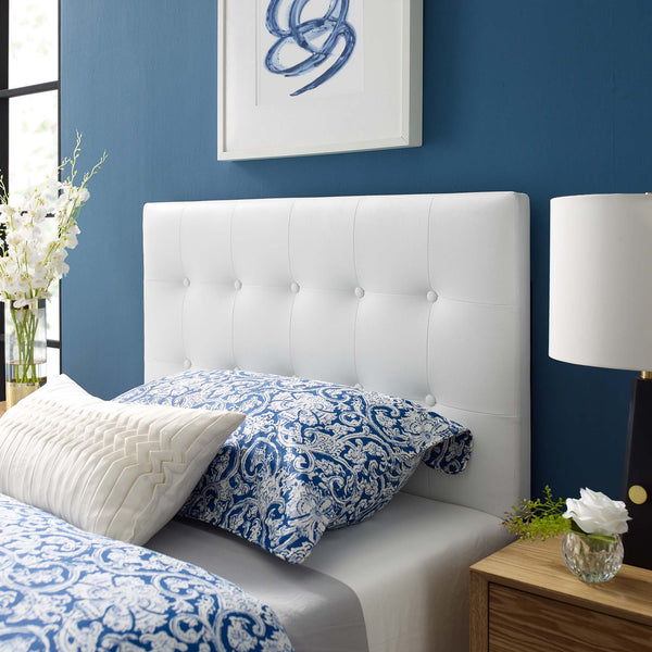 Emily Upholstered Vinyl Headboard - Twin, White