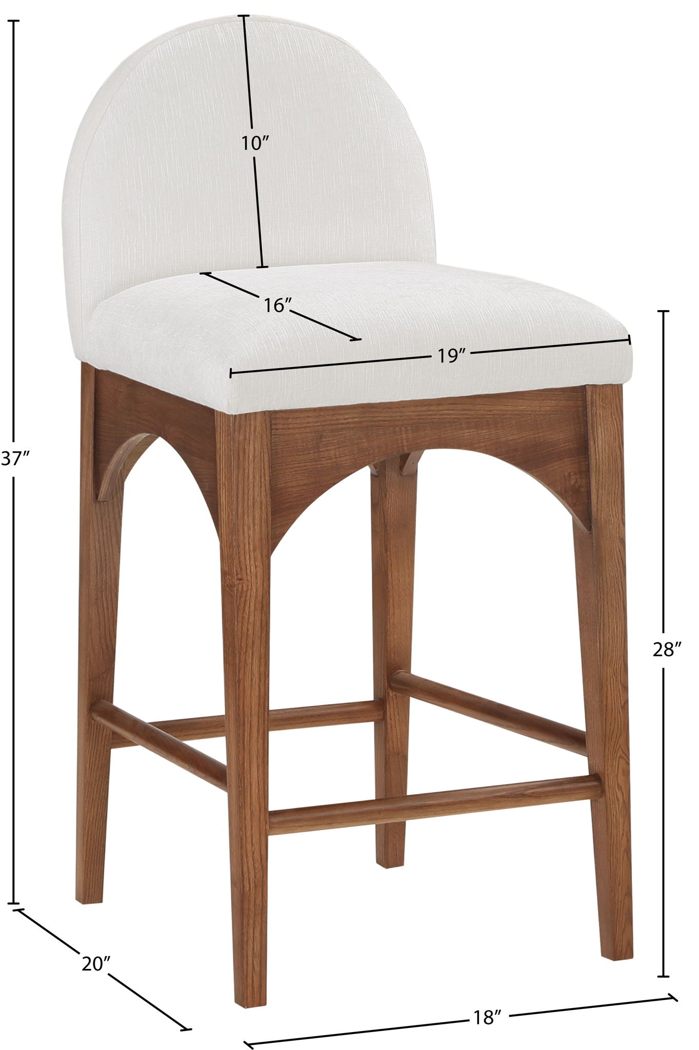 Waldorf - Chenille Stool With Brown Legs