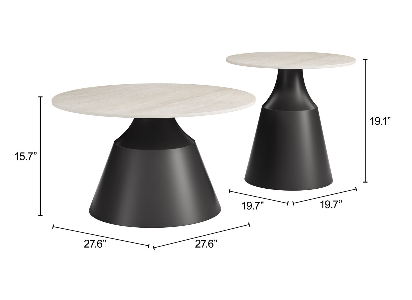 Camella - Coffee Table Set - Light Beige / Black