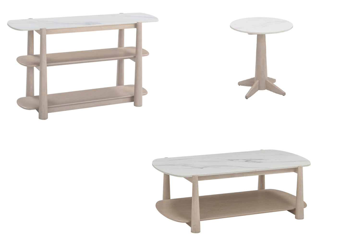 Horizons - Cocktail Table - White Oak / White Marble