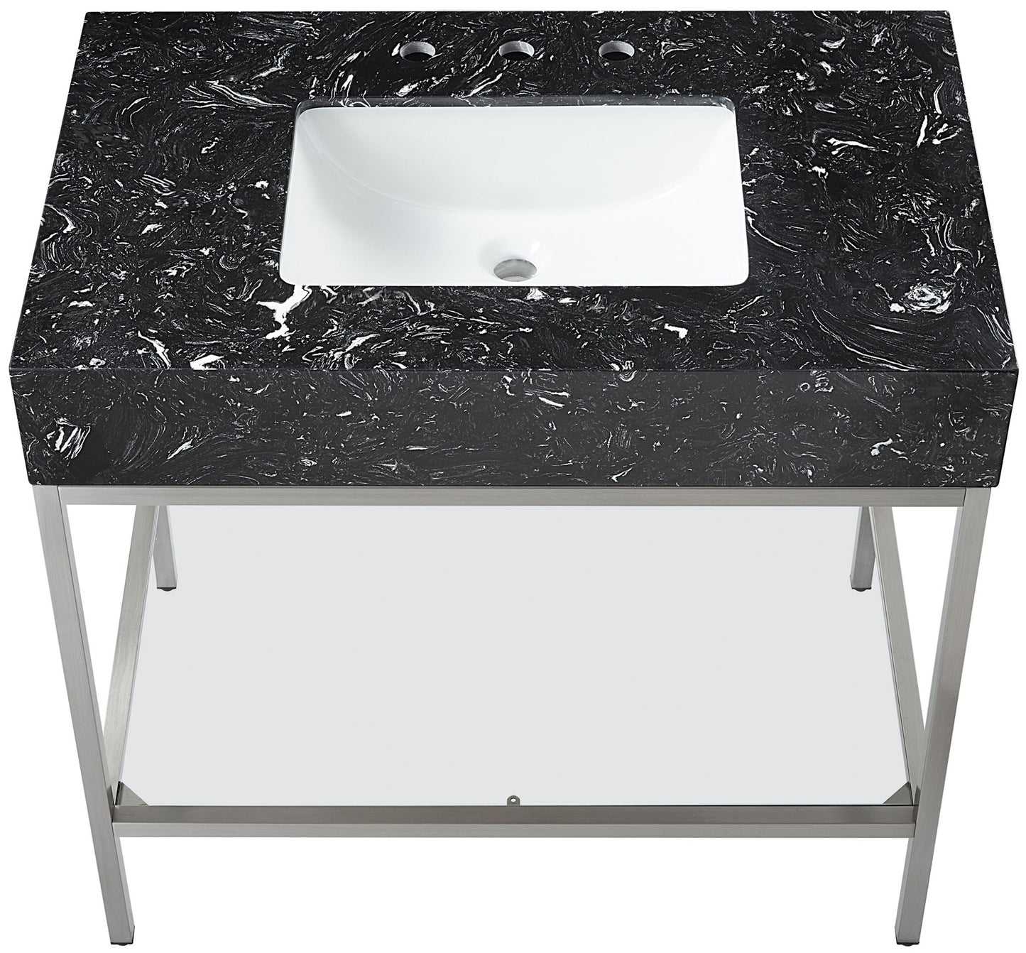 Marmo - Engineered Marble Bathroom Vanity With Chrome Base