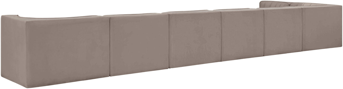 Rummi - Velvet Performance Fabric Upholstered 7 Piece Modular Sectional, L-Shaped (Right)