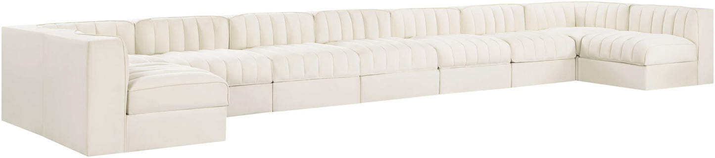 Rummi - Armless Velvet Performance Fabric Upholstered 9 Piece Modular Sectional