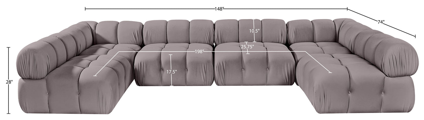 Orin - U-Shaped Velvet 6 Piece Modular Sectional