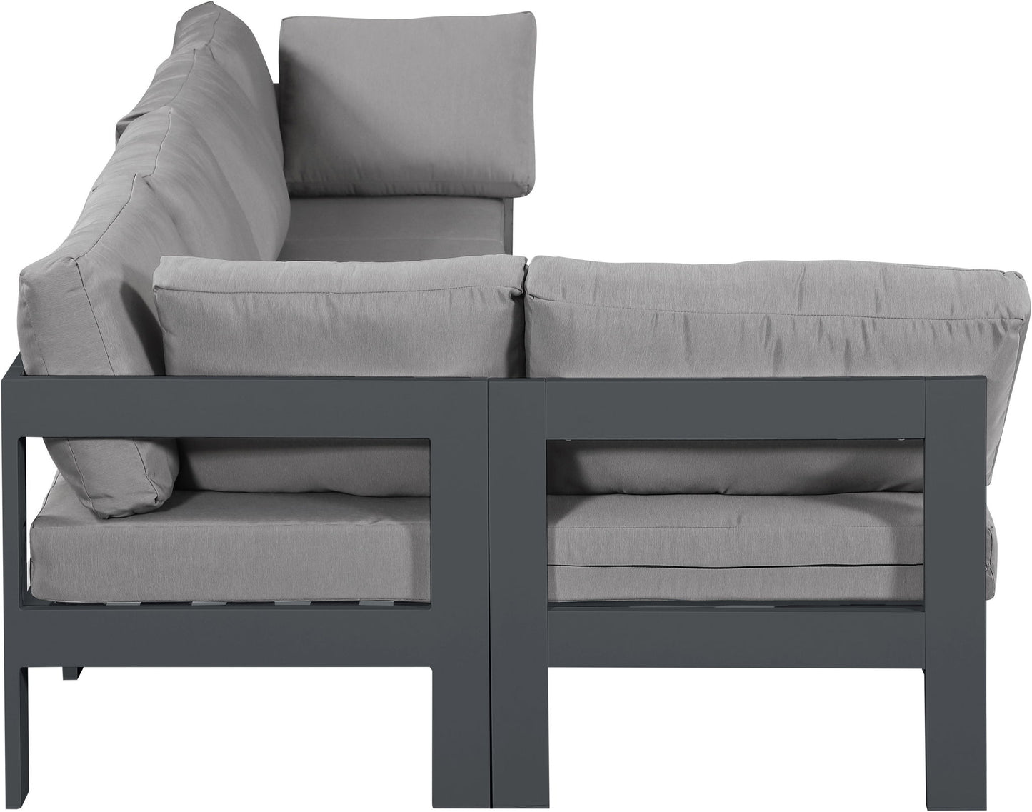 Nizuc - Outdoor Patio 5 Piece Modular Sectional With Gray Frame