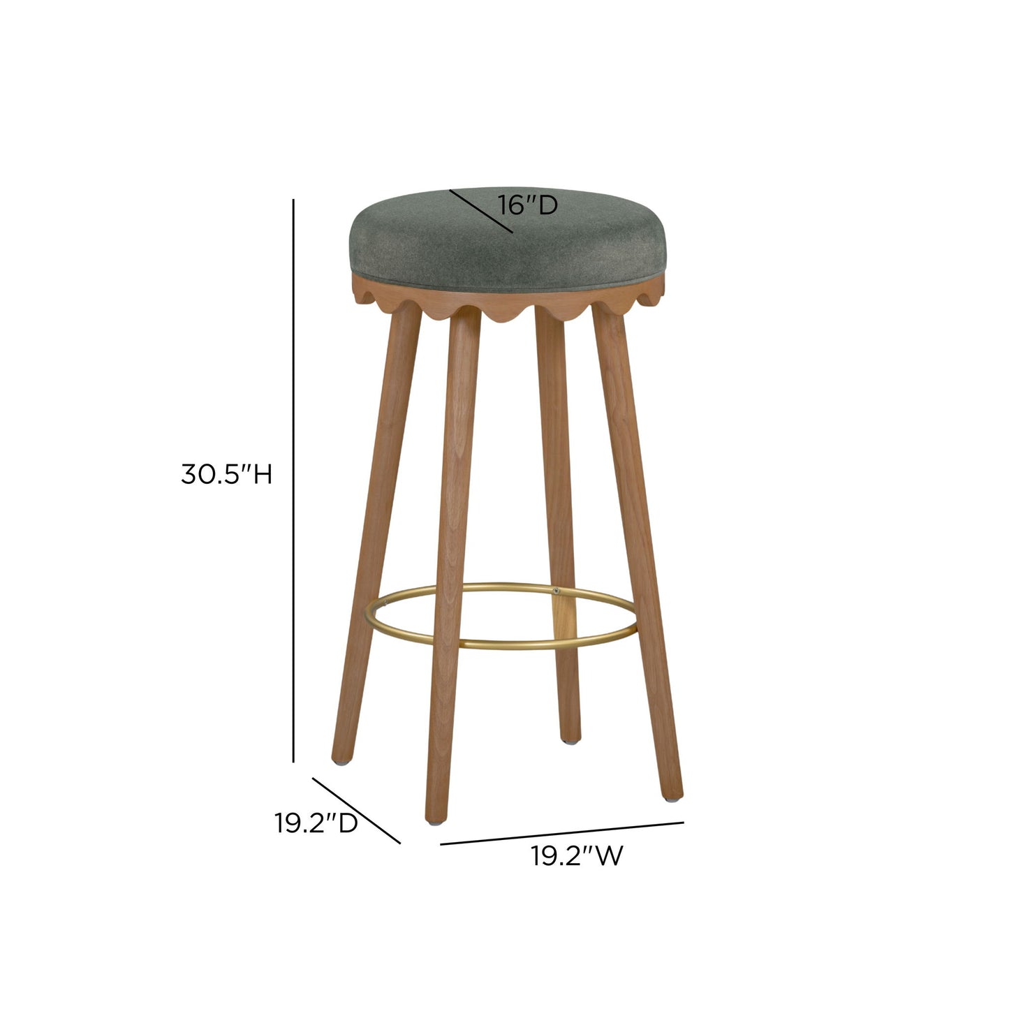 Oodle - Performance Vegan Mohair Light Walnut Stool