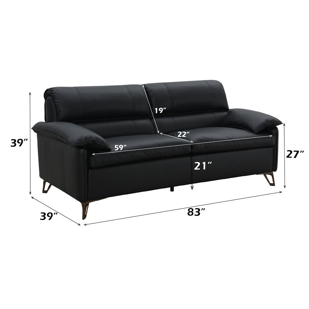 Eilene - Loveseat - Black Top Grain Leather