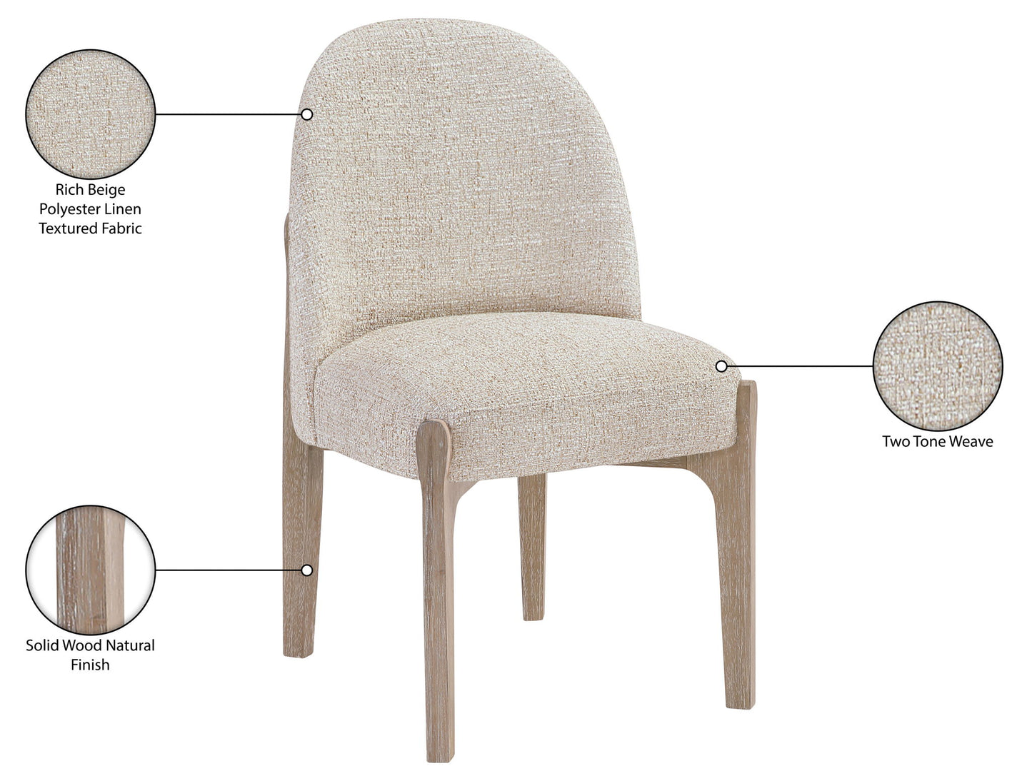 Torino - Upholstered Dining Chair With Brushed Natural Base (Set of 2)