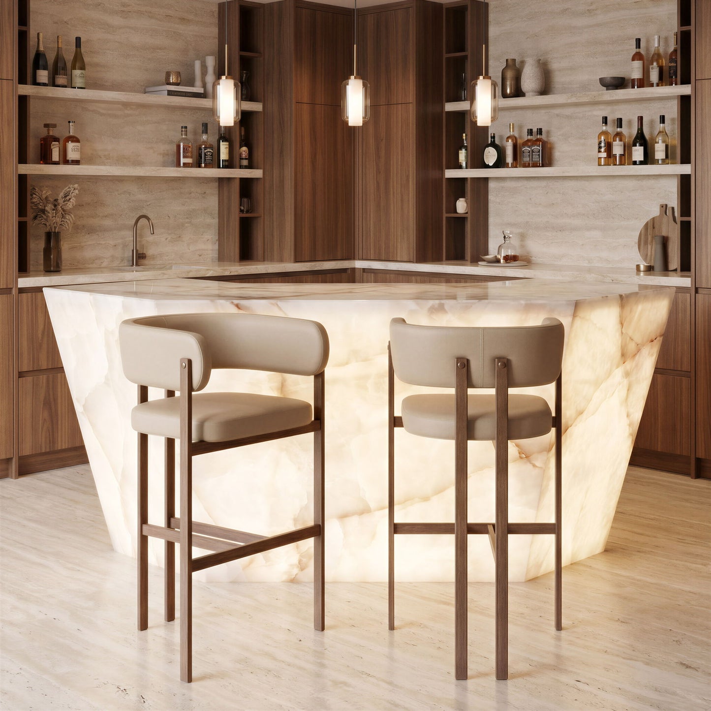 Ruge - Barstool (Set of 2) - Beige