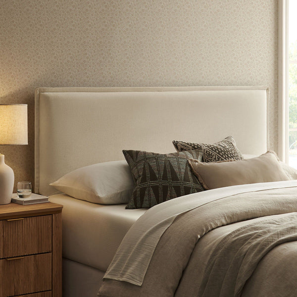 Camille Upholstered Linen Blend Headboard - Queen, Linen
