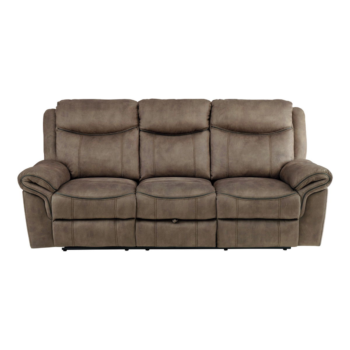 Aram Double Reclining Sofa with Center Drop-Down Cup Holders, Receptacles, Hidden Drawer and USB Ports