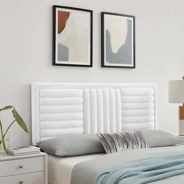 Believe Channel Tufted Performance Velvet Headboard - King/CA King, White