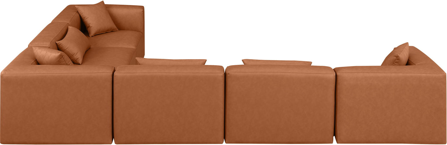 Cube - 6 Piece Modular Corner Sectional - Cognac