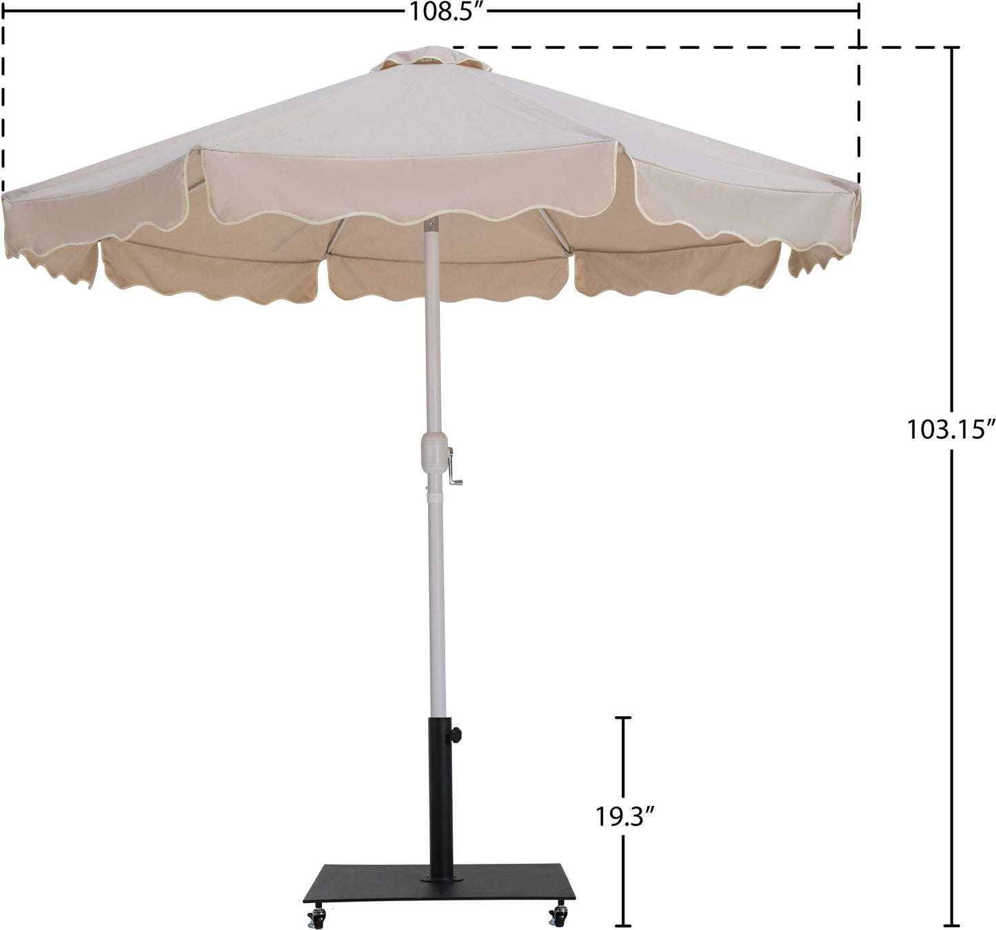 Amalfi - Aluminum Patio Umbrella - Black Base / White Pole
