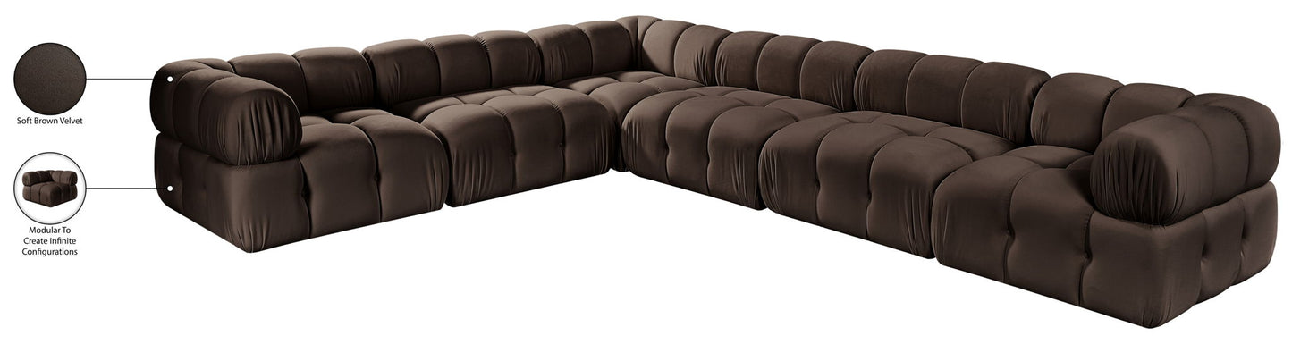 Orin - L-Shaped Velvet 6 Piece Modular Sectional