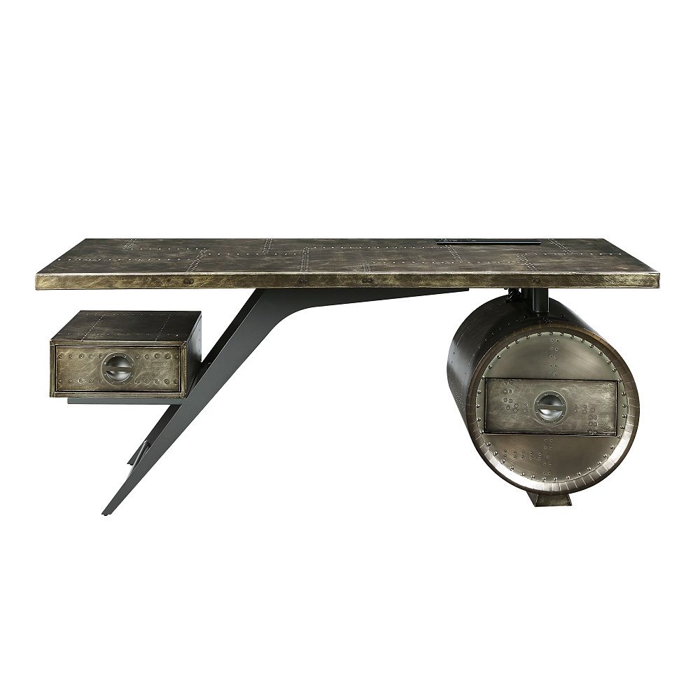 Brancaster - Executive Writing Desk With USB - Bronze Aluminum