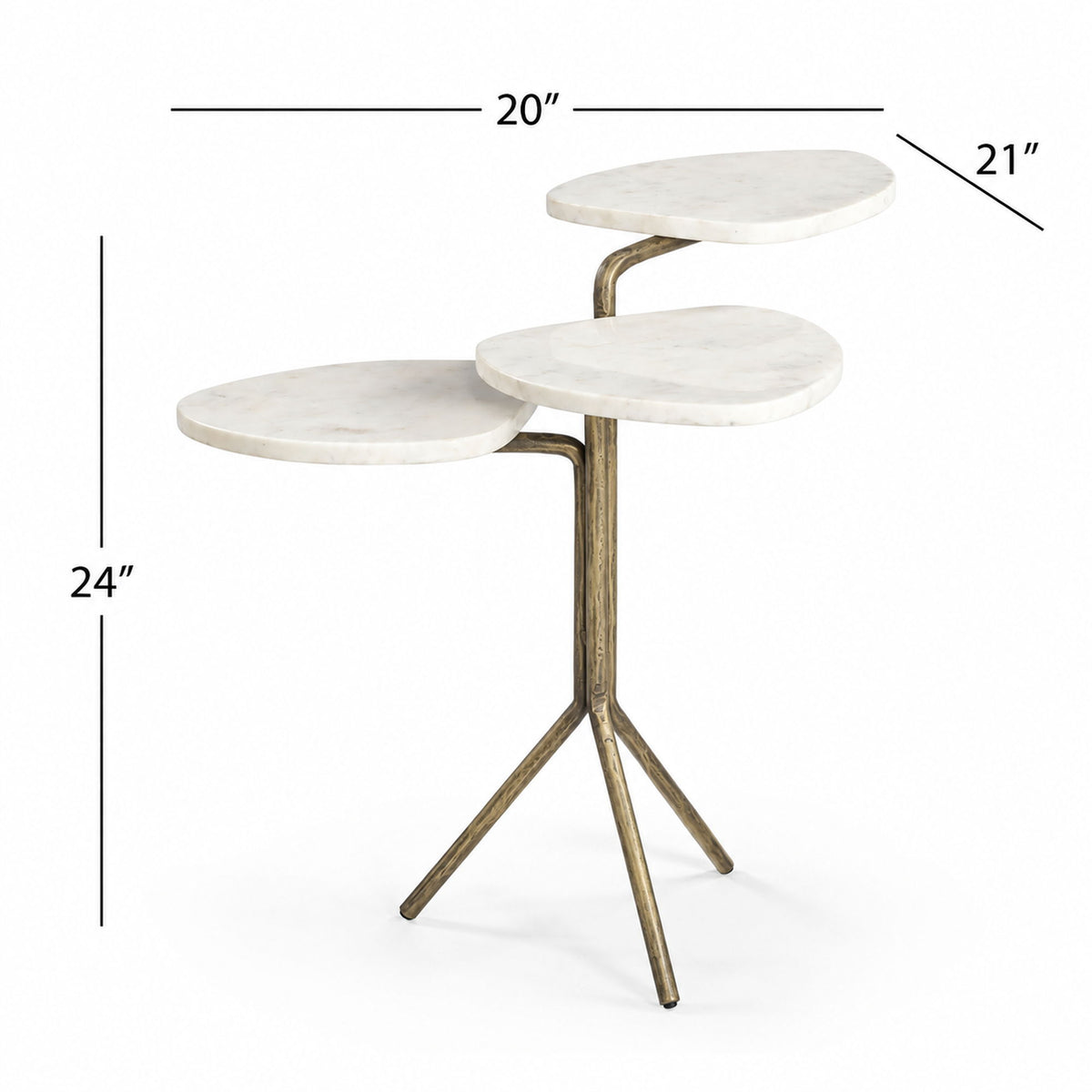 Alpine - Accent Table - Brass / White
