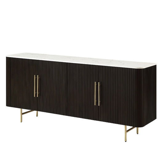 Clayten - Server - White Natural Marble Top & Espresso