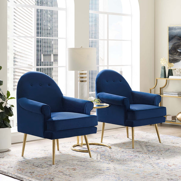 Revive Armchair Performance Velvet Set of 2 - Navy