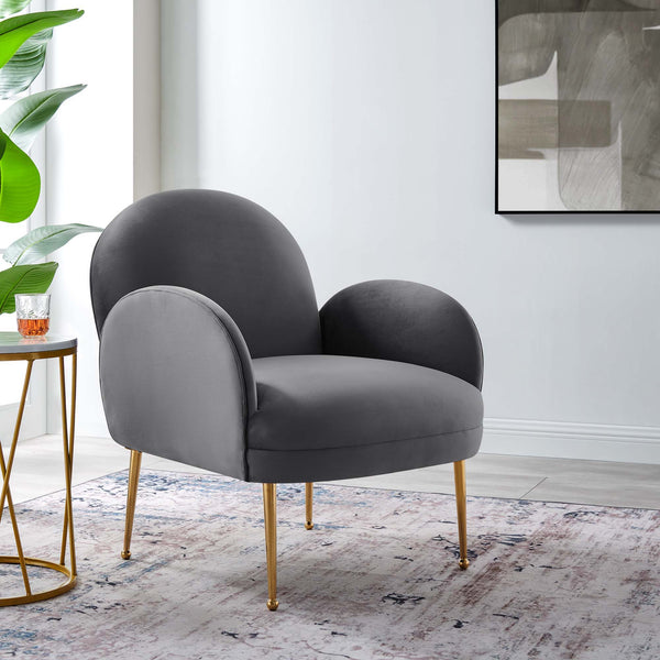 Transcend Performance Velvet Armchair - Gray