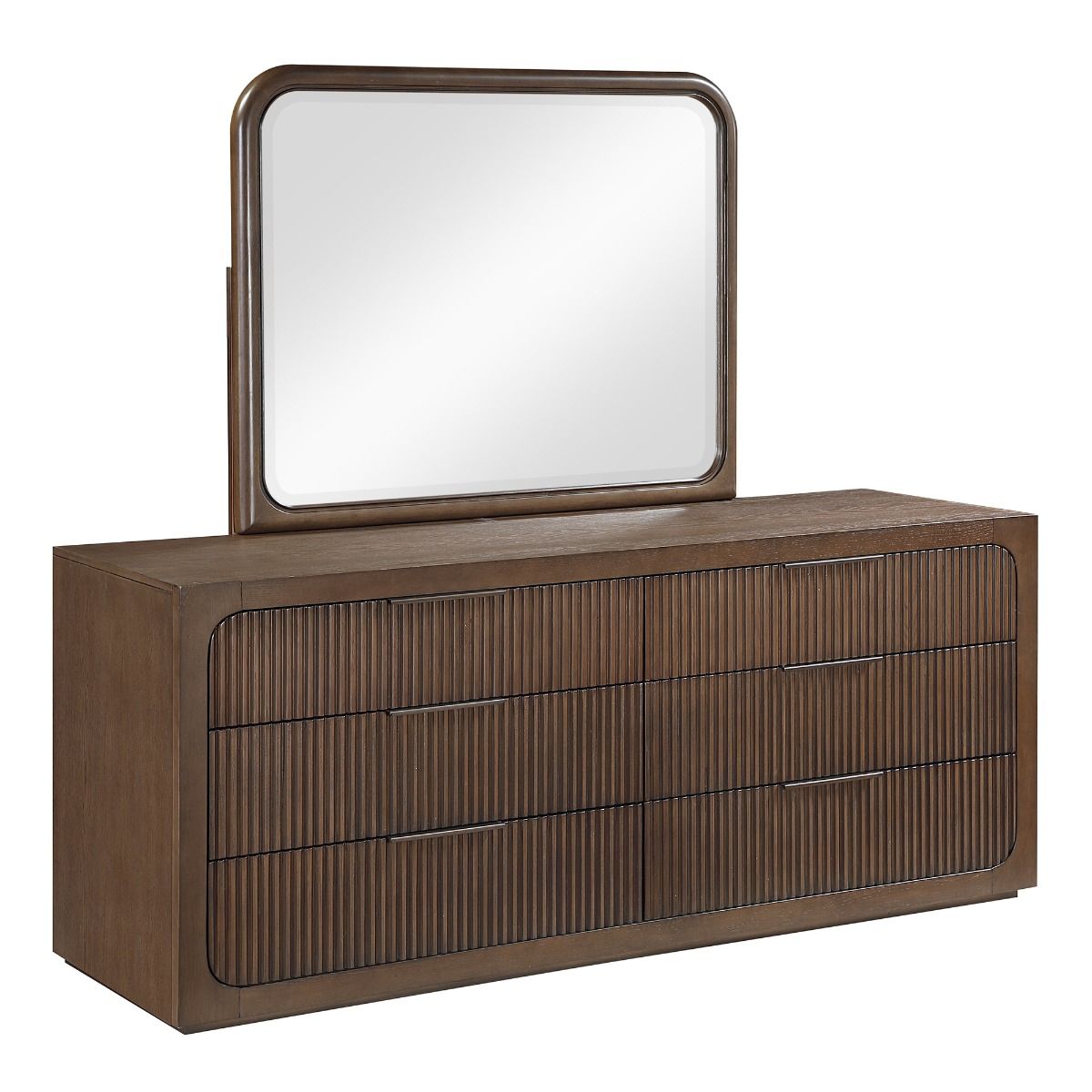 Leanna - Dresser With Wood Top - Brown Oak
