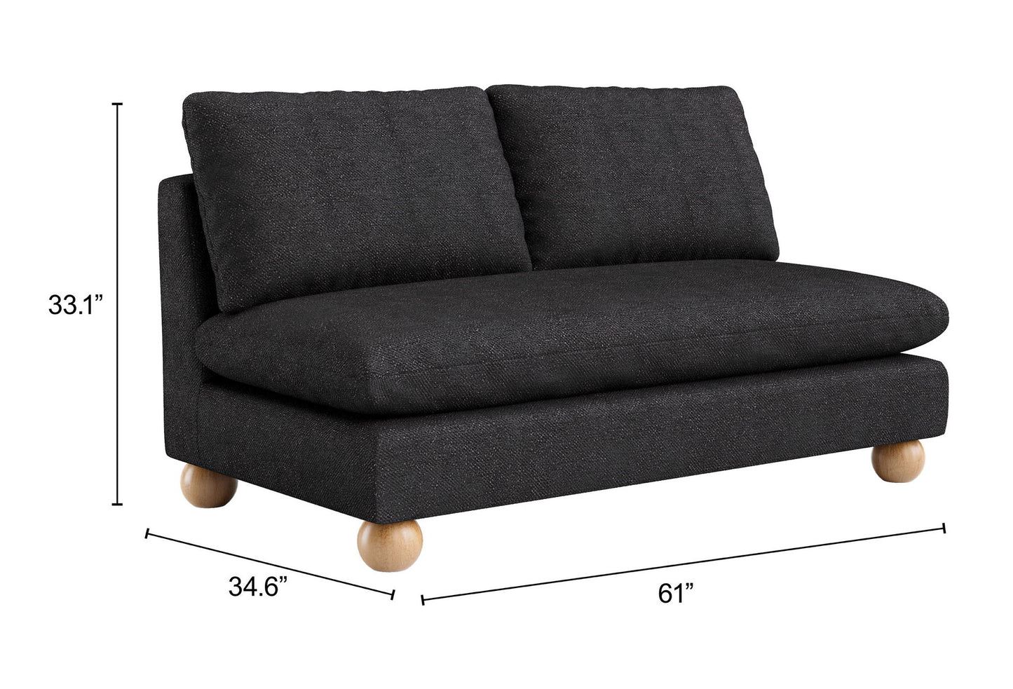 Minze - Loveseat - Black