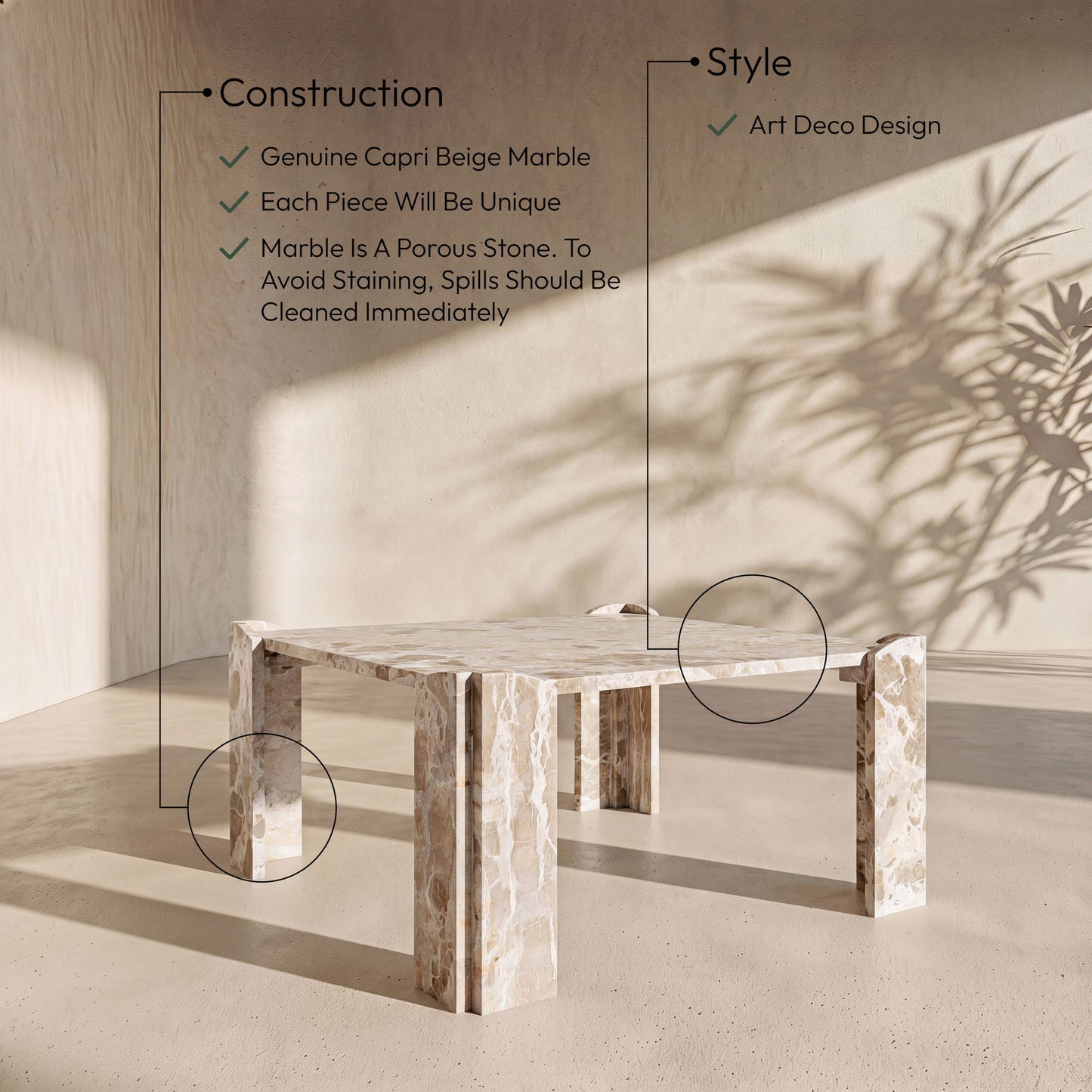 Ravello - Genuine Marble Table