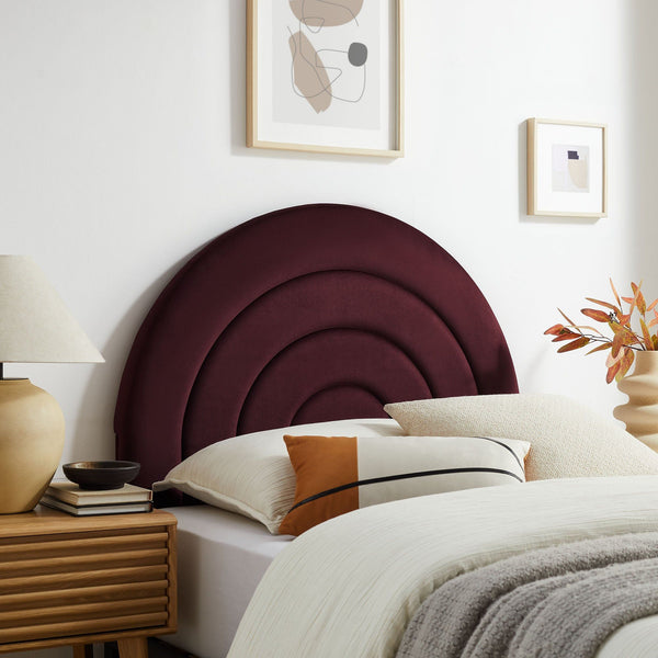 Solana Arched Performance Velvet Headboard - Twin, Mulberry