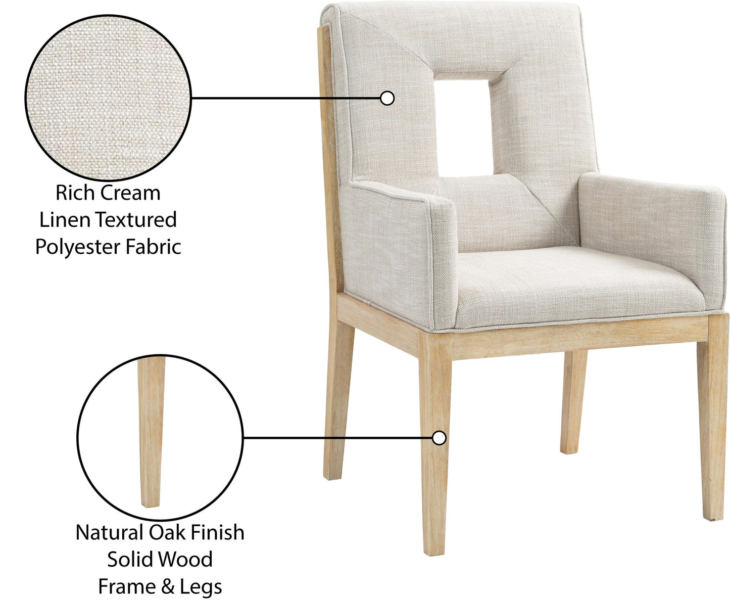 Gwendolyn - Dining Arm Chair With Natural Frame