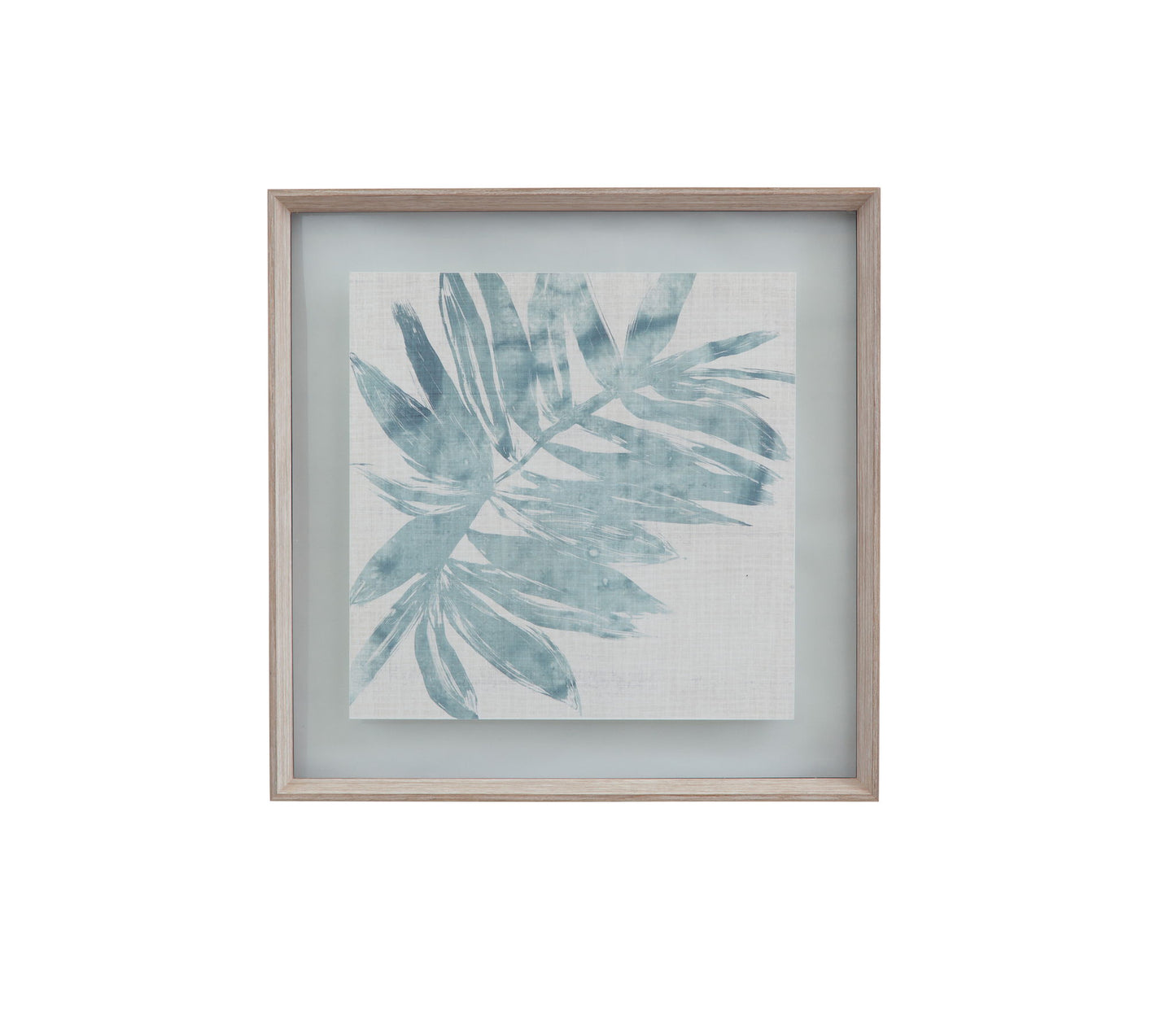 Burlap Ocean Palm I Framed Print - Light Blue