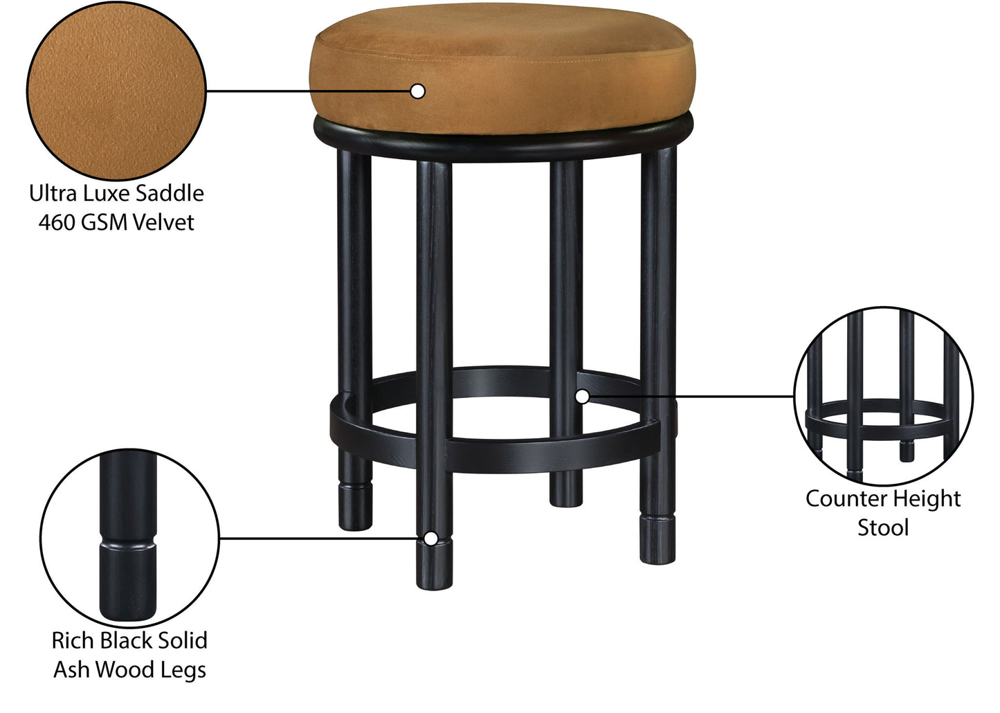Monette - Counter Stool With Black Base