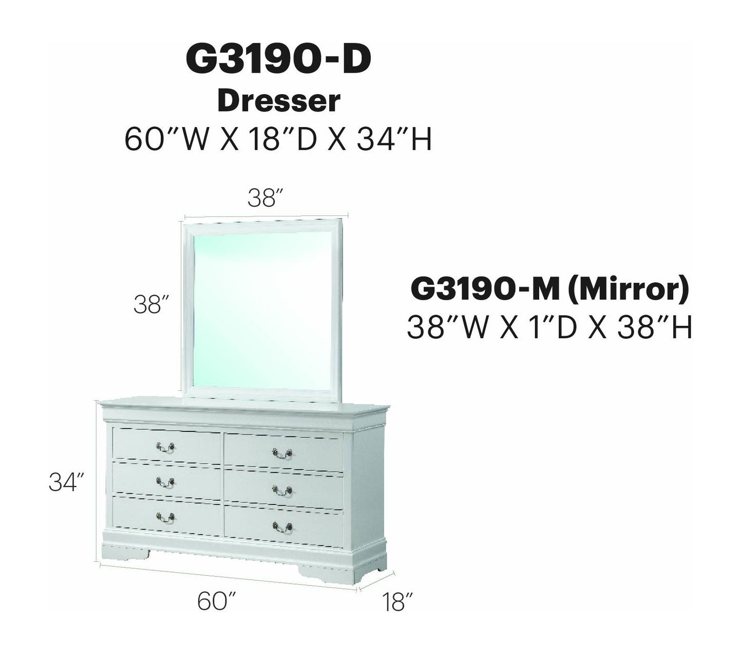 Glory Furniture - Louis Phillipe - Dresser & Mirror