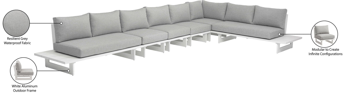 Maldives - 6 Piece Water Resistant Outdoor Patio Modular Sectional With White Base