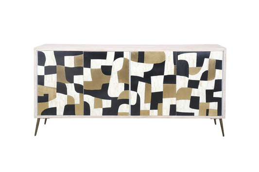 Xander - Server - White Wash Mango / Mosaic Ivory / Brass / Ebony