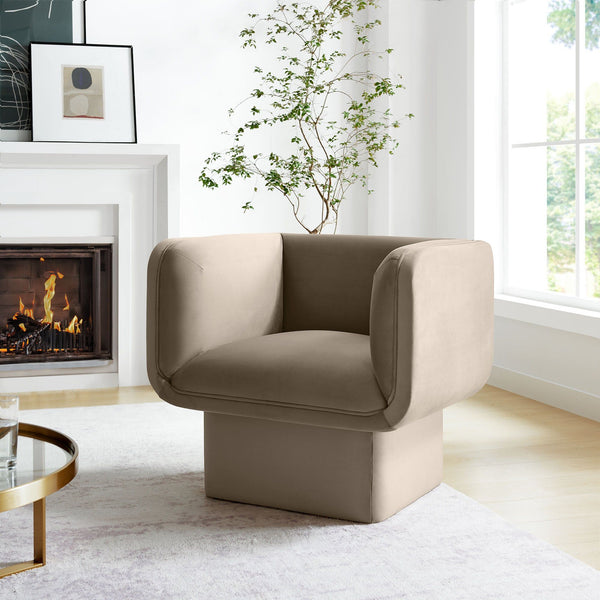 Tate Performance Velvet Accent Chair - Taupe