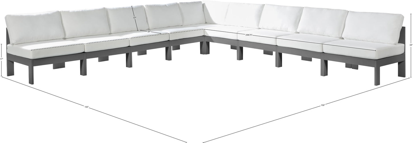 Nizuc - Outdoor Patio 9 Piece Modular Sectional With Gray Frame