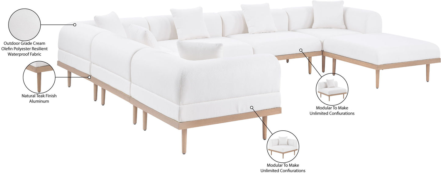 Laguna - 7 Piece Resilient Water Resistant Fabric 142" Upholstered Outdoor Patio Modular Sectional