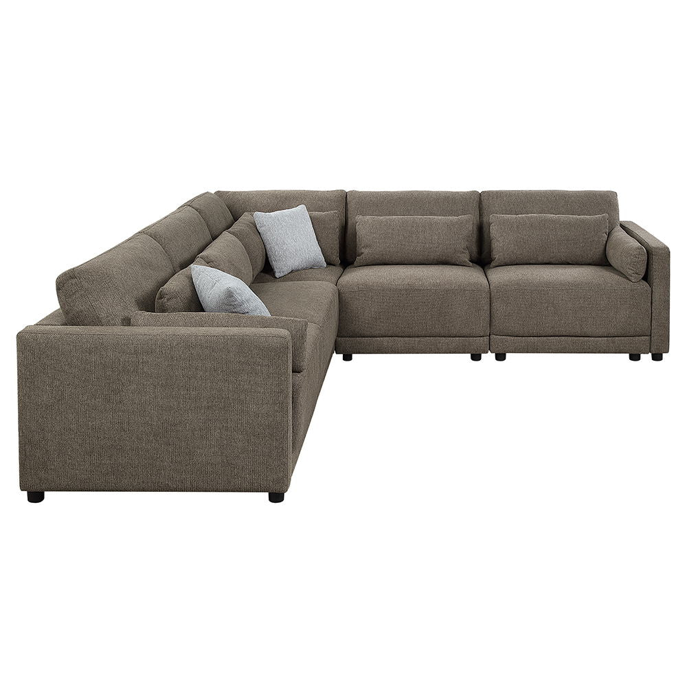 Rylie - Modular Armless Chair With Pillow - Brown Linen