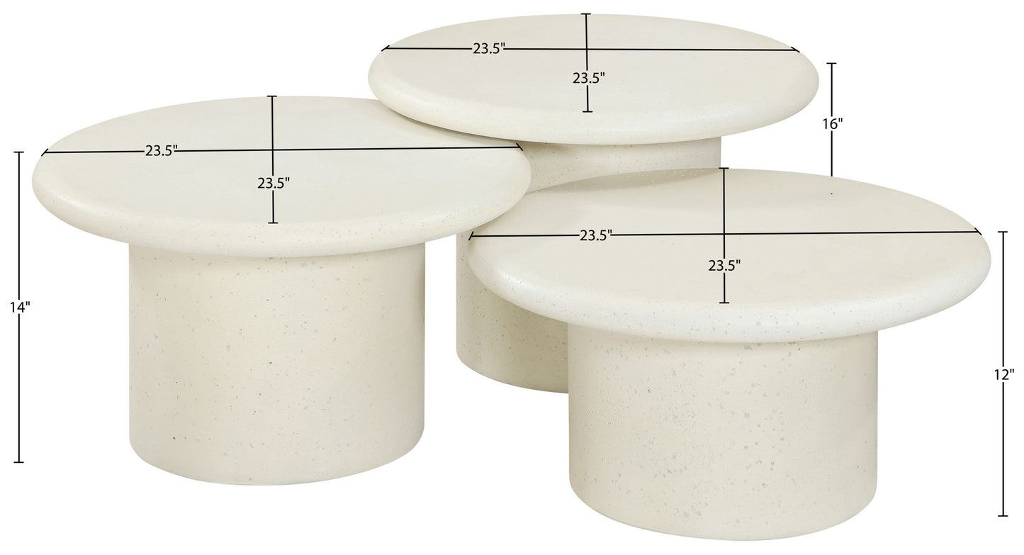 Emara - 3 Piece Concrete And Fiberglass Indoor / Outdoor Coffee Table