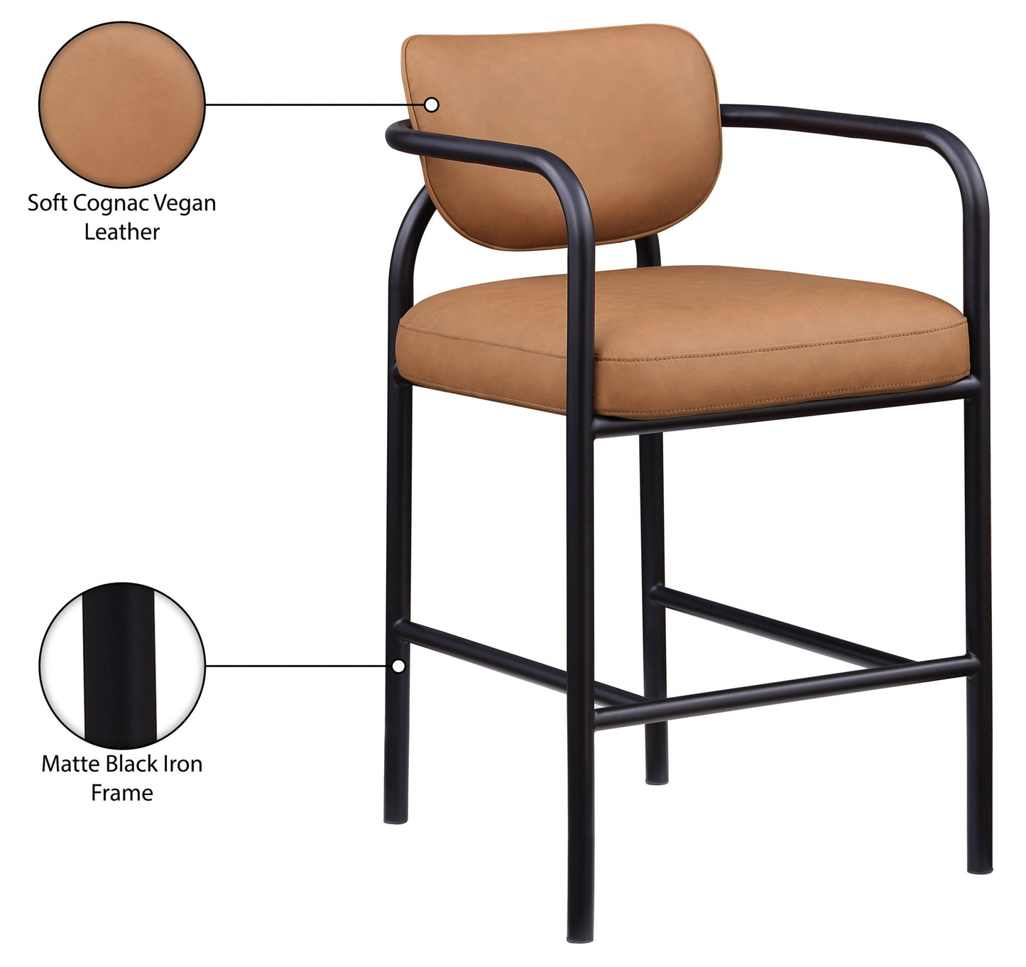 Serava - Vegan Leather Upholstered Bar Stool