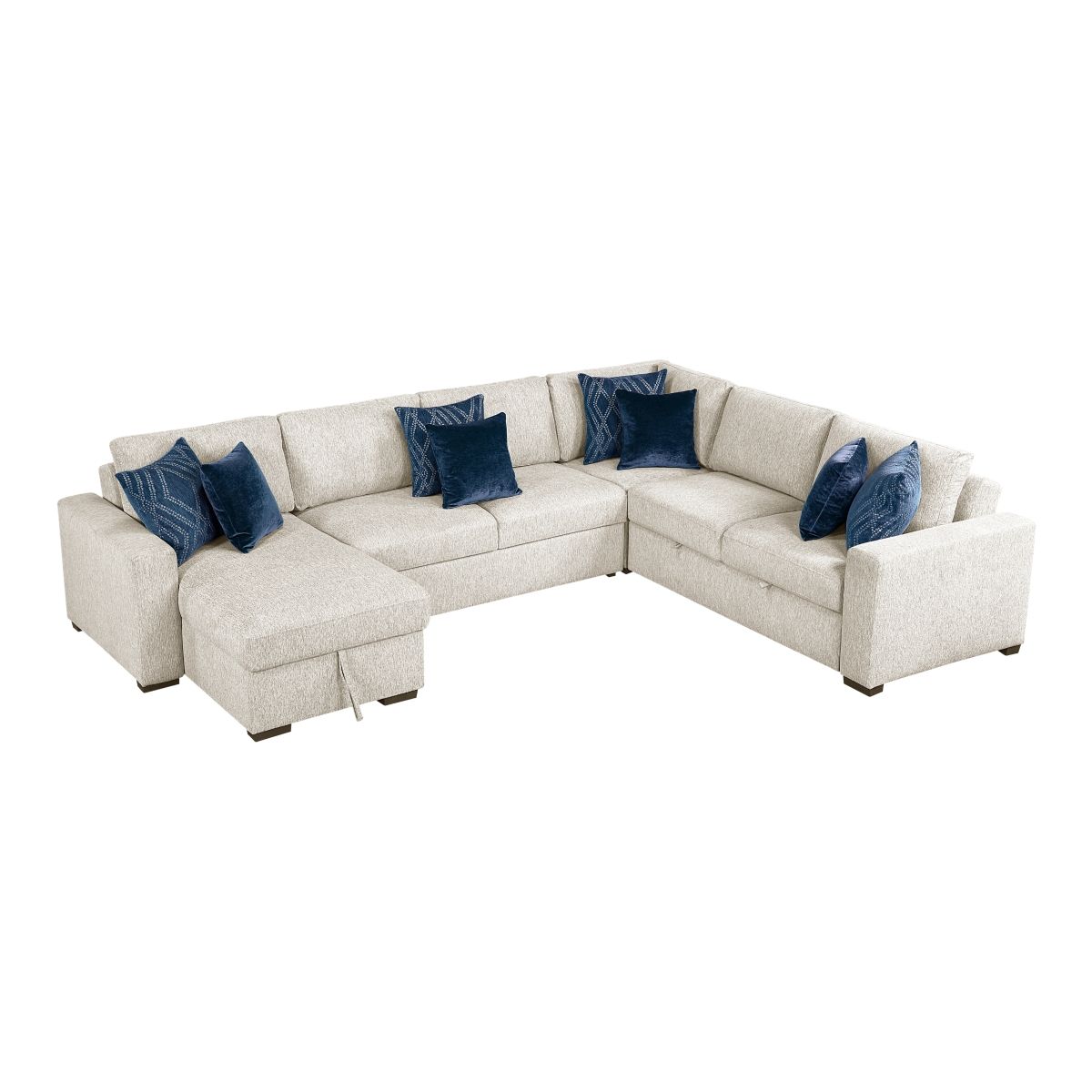 Isla 4-Piece Sectional with Reversible Chaise, Pull-out Bed and Hidden Storage