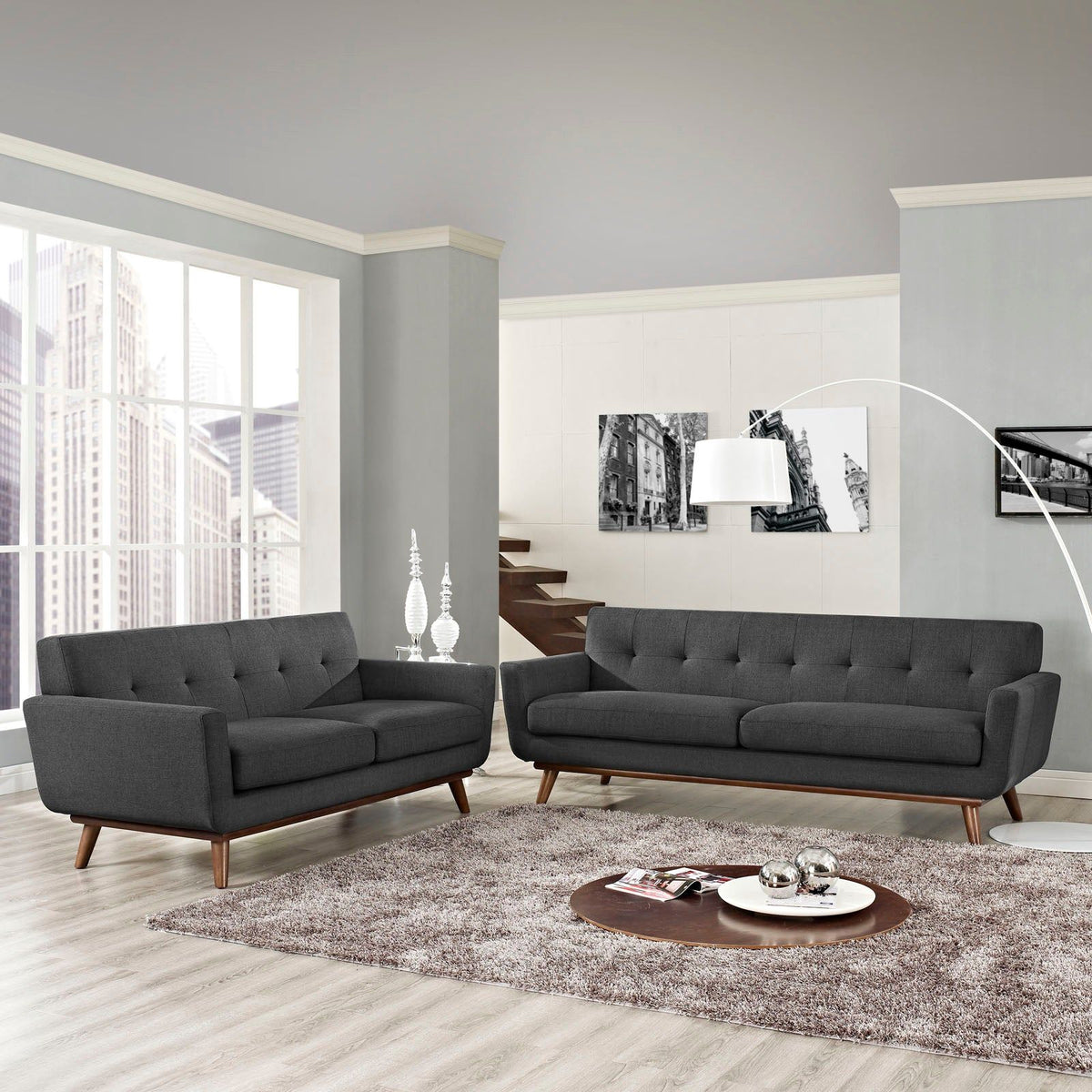 Engage Loveseat and Sofa Set of 2 - Gray